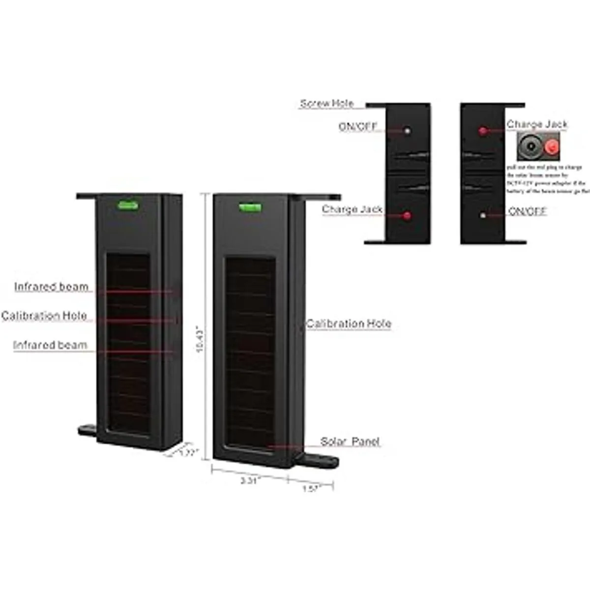 HTZSAFE Sensor fotoeléctrico solar inalámbrico de 2 haces_3