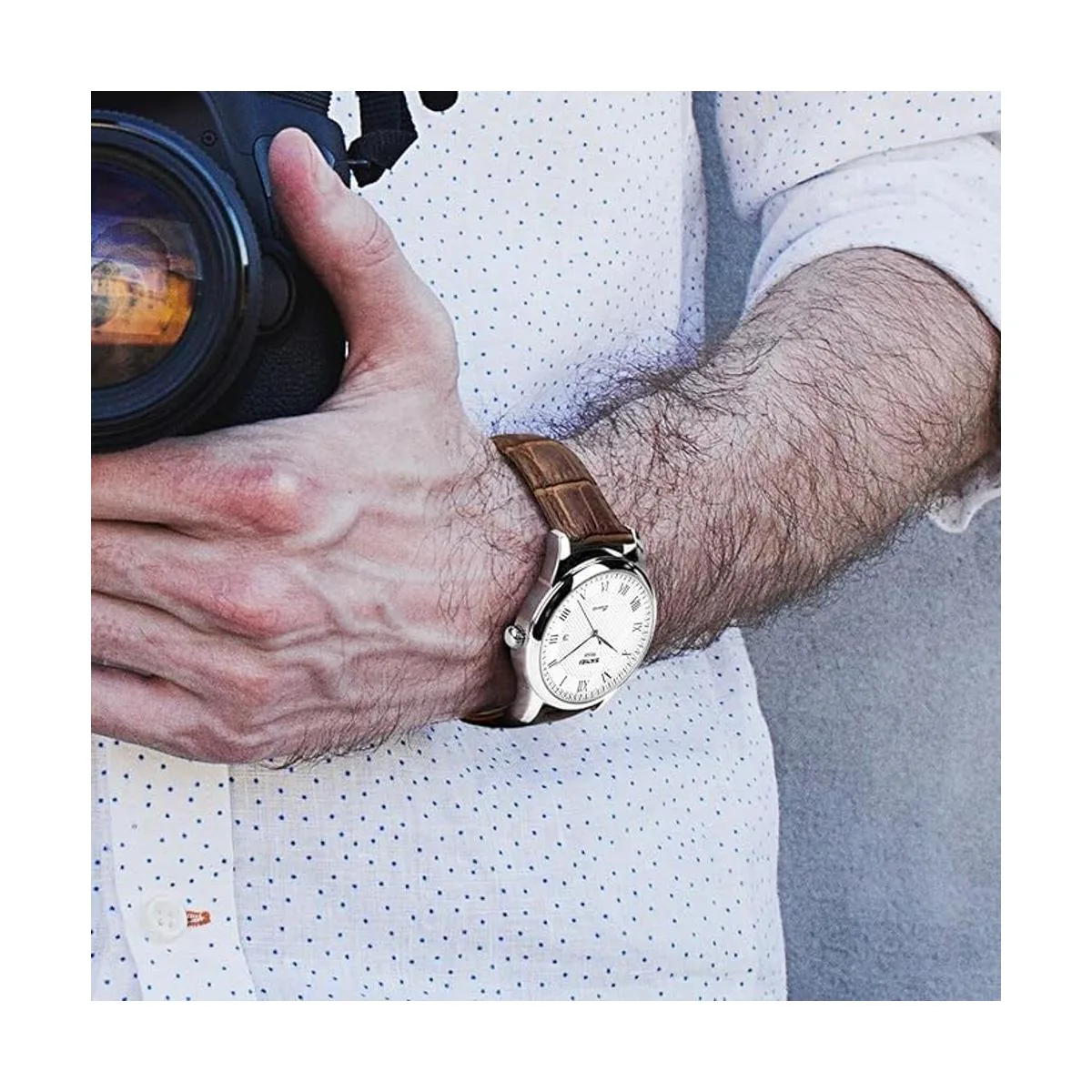 Reloj de cuarzo para hombre con correa de piel analógico_6