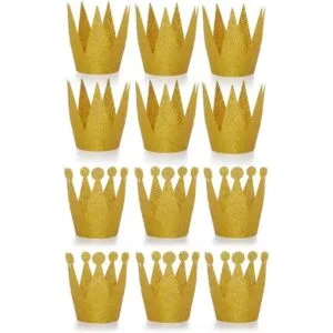 Amybasic 12 piezas Sombreros dorados de corona de_1