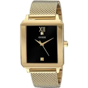 GUESS Reloj rectangular de acero inoxidable de 1.378 in_1