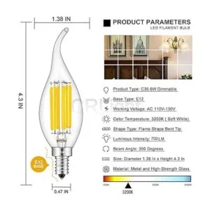 CRLight Bombilla LED de 6 W 3200 K color blanco suave_3