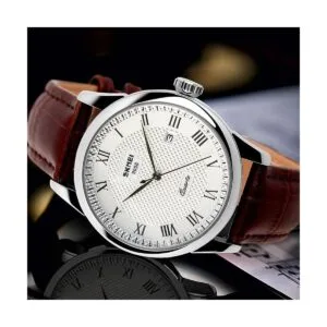 Reloj de cuarzo para hombre con correa de piel analógico_3