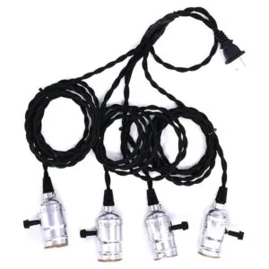 Swpeet Cable de luz colgante vintage con 4 tomas de luz_4