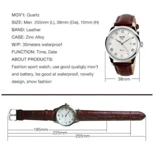 Reloj de cuarzo para hombre con correa de piel analógico_7