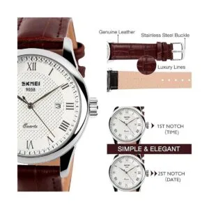 Reloj de cuarzo para hombre con correa de piel analógico_4