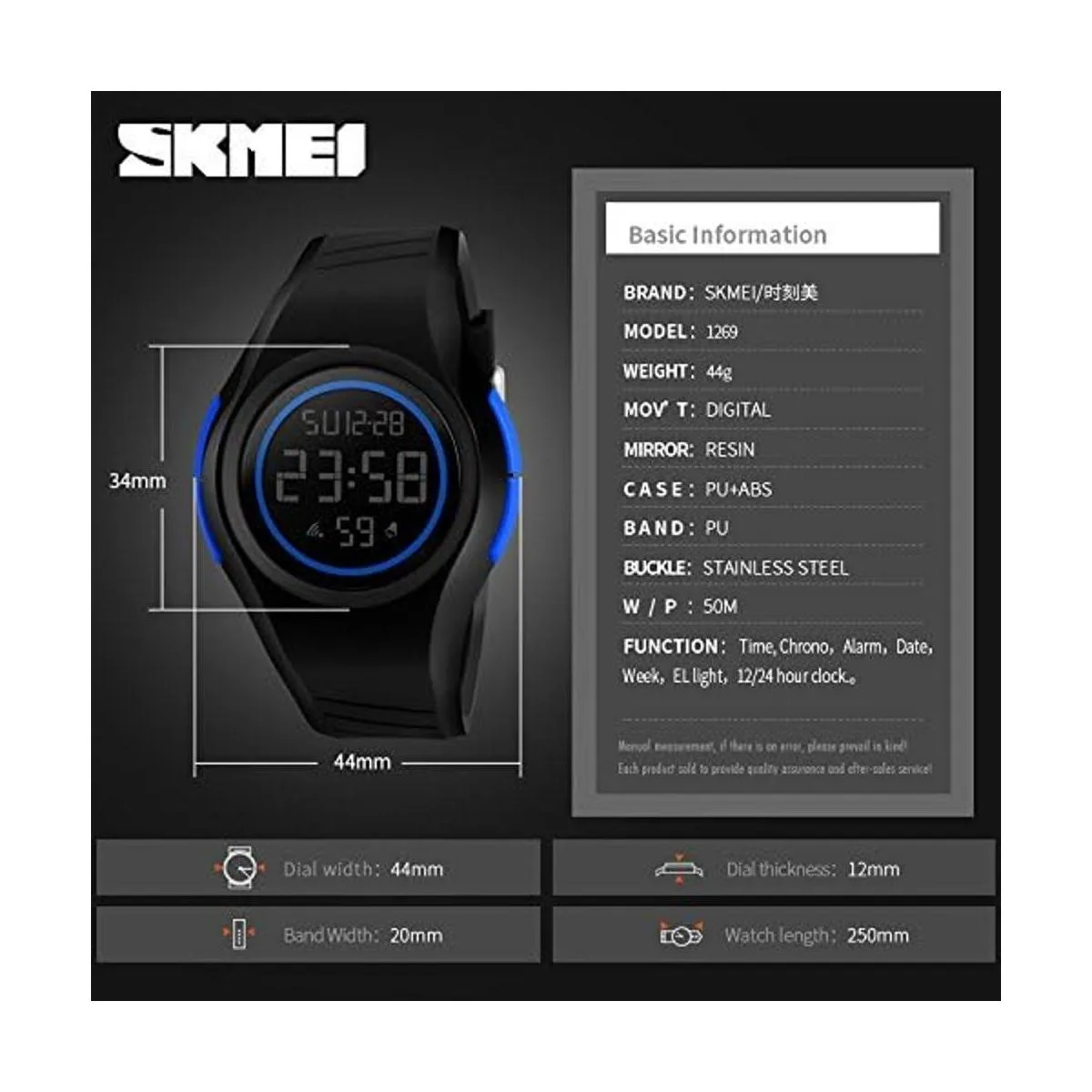 Mastop Reloj deportivo digital con cronómetro impermeable_4