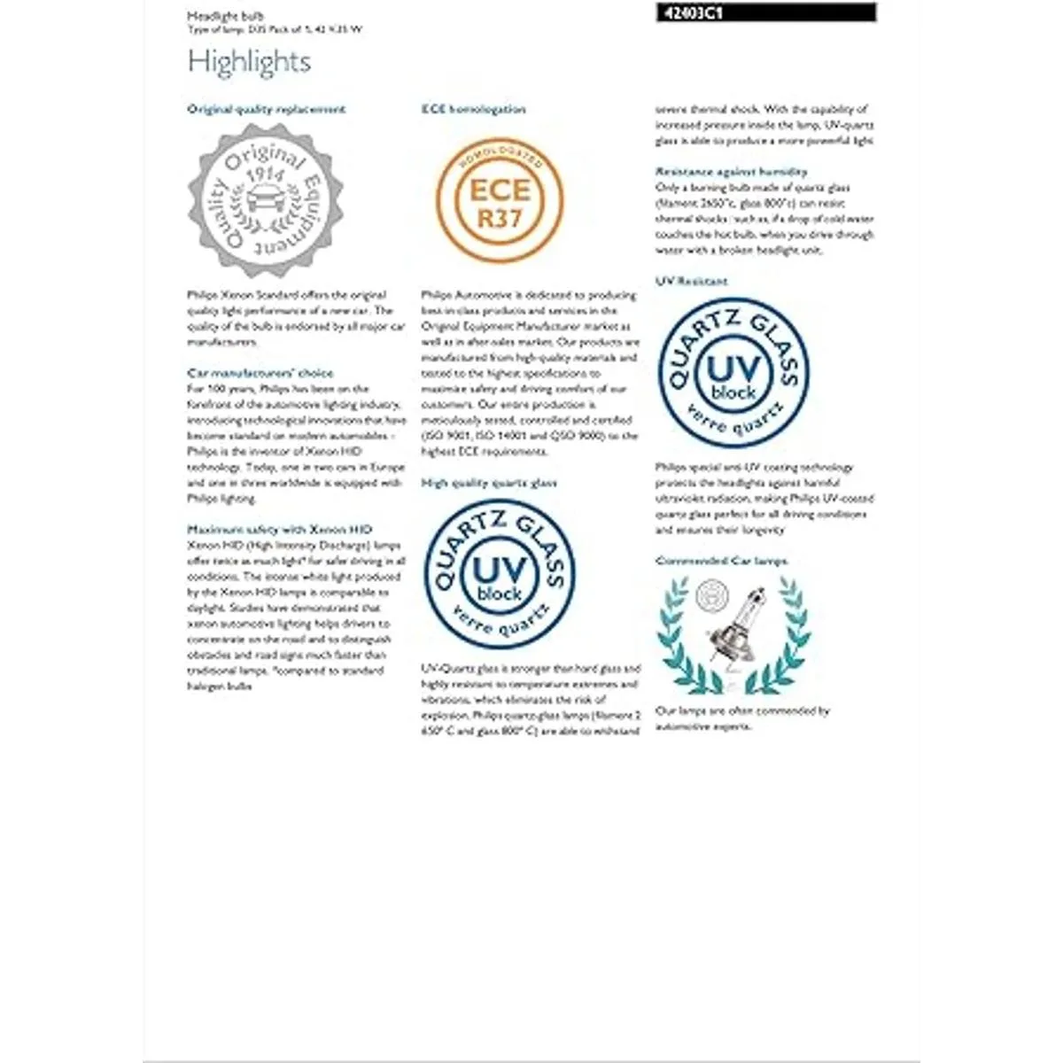 PHILIPS D3S 4300K XenStart Bombilla HID XENON 42403C1 35W_5