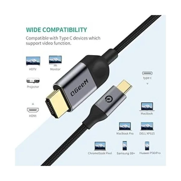 Adaptador de cable USB C a HDMI de 6 pies 4K QGeeM USB_2