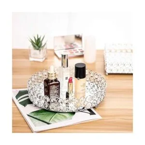 Feyarl Bandeja de maquillaje de cristal para cosméticos y_6
