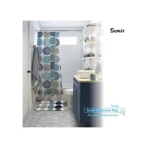 Sunlit Cortina de ducha de tela artística de madera con_4