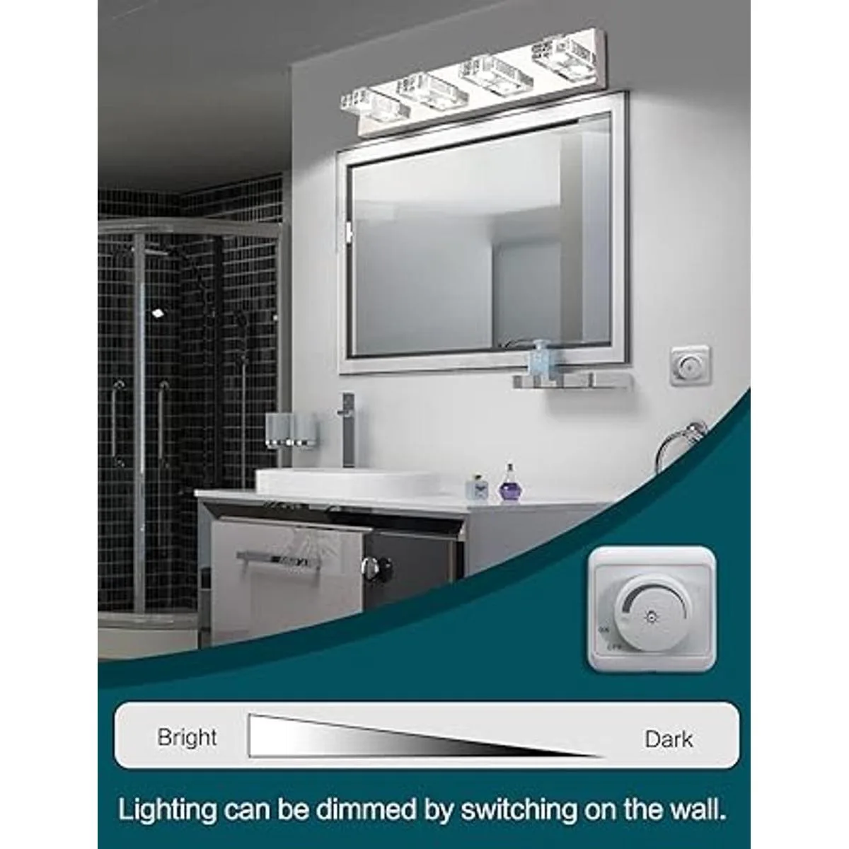SOLFART 3 luces LED regulables para baño espejo de baño_3