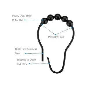 Amazer Anillos de cortina de ducha negros ganchos de_5