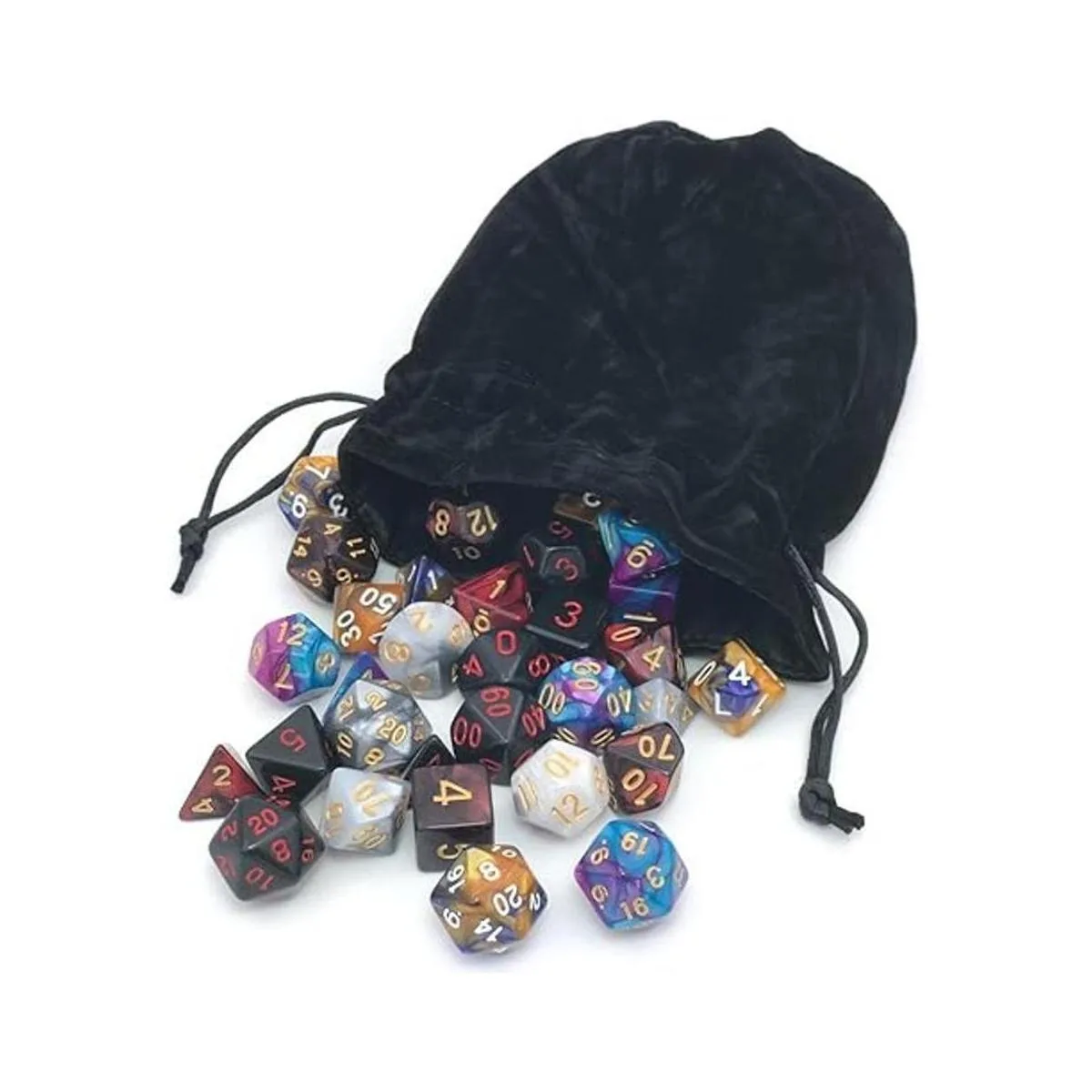 Juego de dados poliédricos surtidos con bolsa de cordón_3
