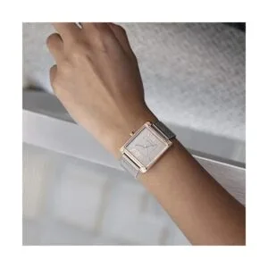 Nine West Reloj de pulsera de malla con esfera de rayos_2