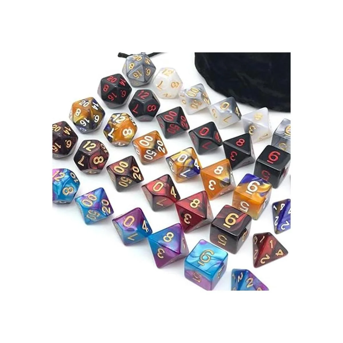 Juego de dados poliédricos surtidos con bolsa de cordón_2