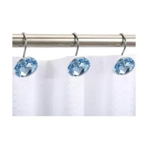 CHICTIE Ganchos de cortina de ducha azules anillos de_5