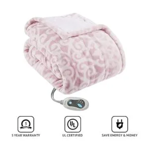 Cobija eléctrica Sherpa de Beautyrest suave con diseño_6
