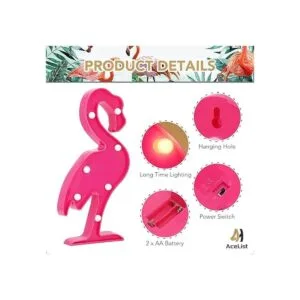 AceList Luau Decoraciones de fiesta de flamencos luces_6