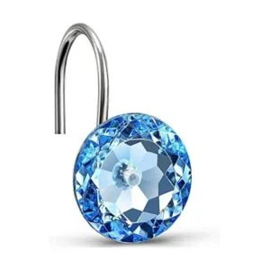 CHICTIE Ganchos de cortina de ducha azules anillos de_1