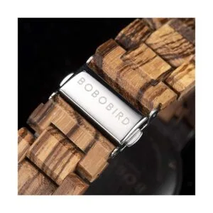 BOBO BIRD Reloj de cuarzo de madera con diseño de cebra_5