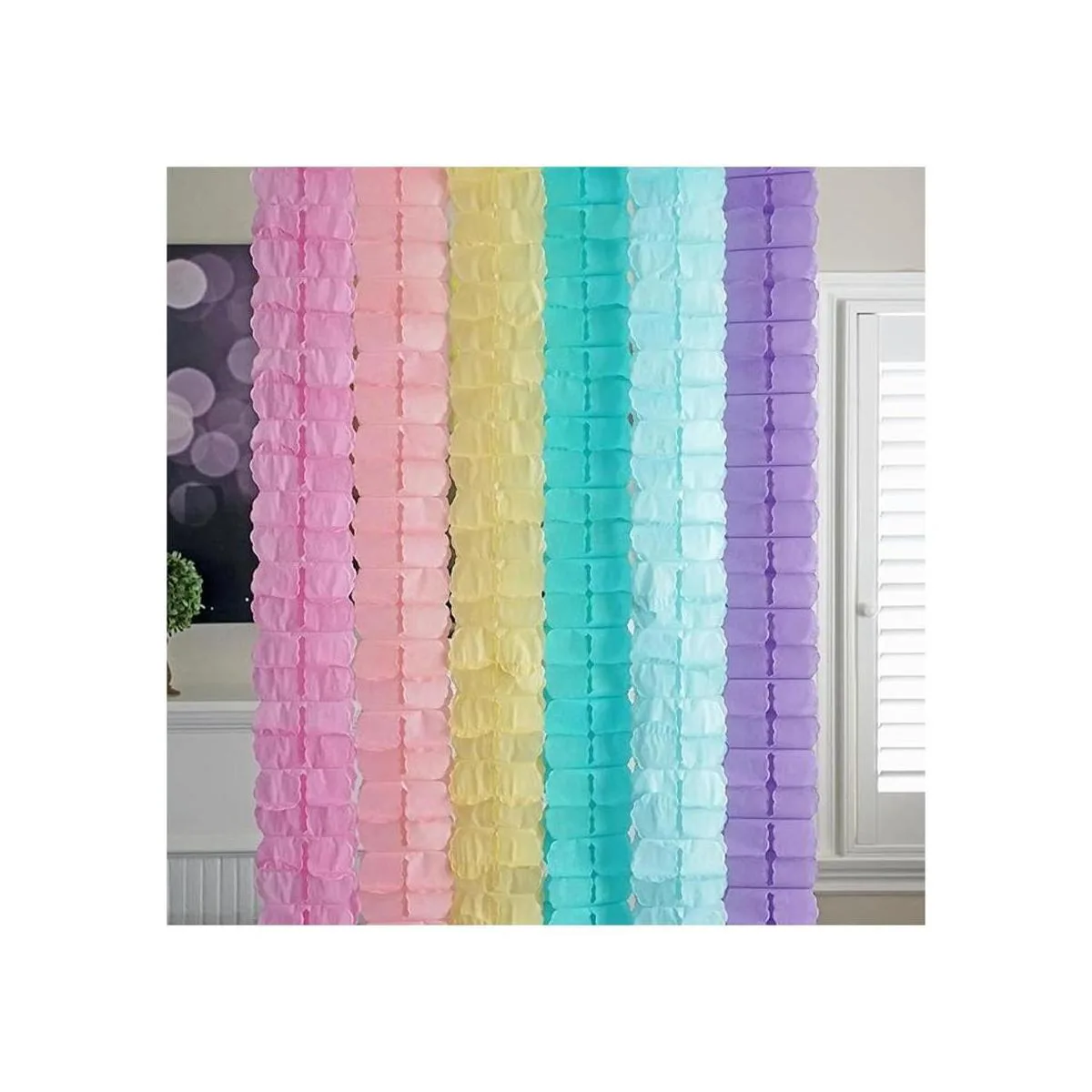 Serpentinas colgantes de papel de seda de cuatro hojas 3D_4