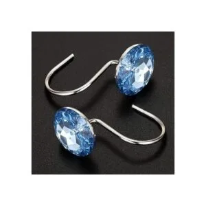 CHICTIE Ganchos de cortina de ducha azules anillos de_3