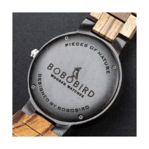 BOBO BIRD Reloj de cuarzo de madera con diseño de cebra_4