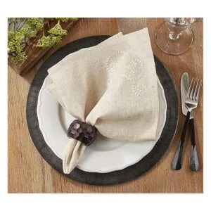 SARO LIFESTYLE Servilletas de mezcla de lino bordadas_2