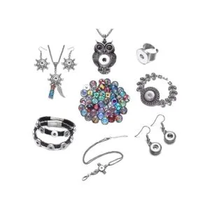 Juego de 20 dijes de joyería a presión de cristal con_4