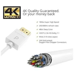 Pacroban Cable HDMI delgado 15 pies2 unidades blanco 4K_3