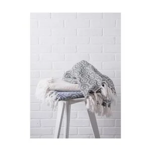 DII Manta geométrica de algodón moderna con flecos para_6