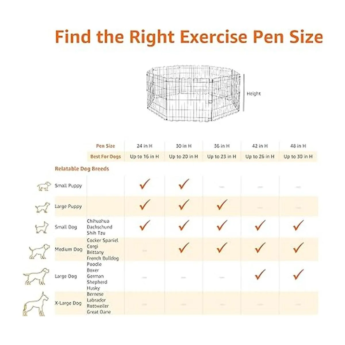 Corralito plegable de metal para perros y mascotas tamaño_4