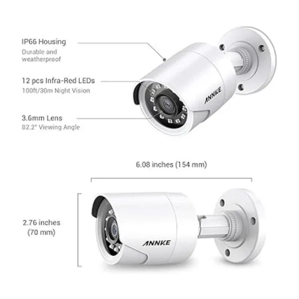 ANNKE Paquete de 4 kits de cámaras de seguridad con cable_6