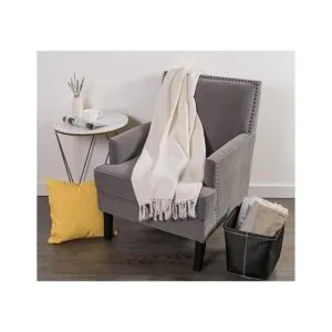 DII Manta geométrica de algodón moderna con flecos para_5