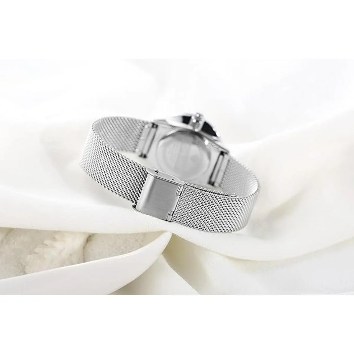 Reloj de pulsera con correa de malla tejida de acero_3