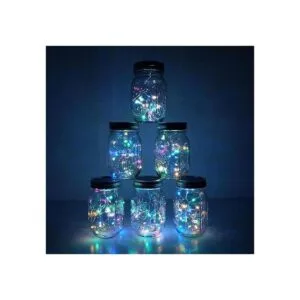 Paquete de 6 luces de tarro Mason de 10 luces LED solares_6