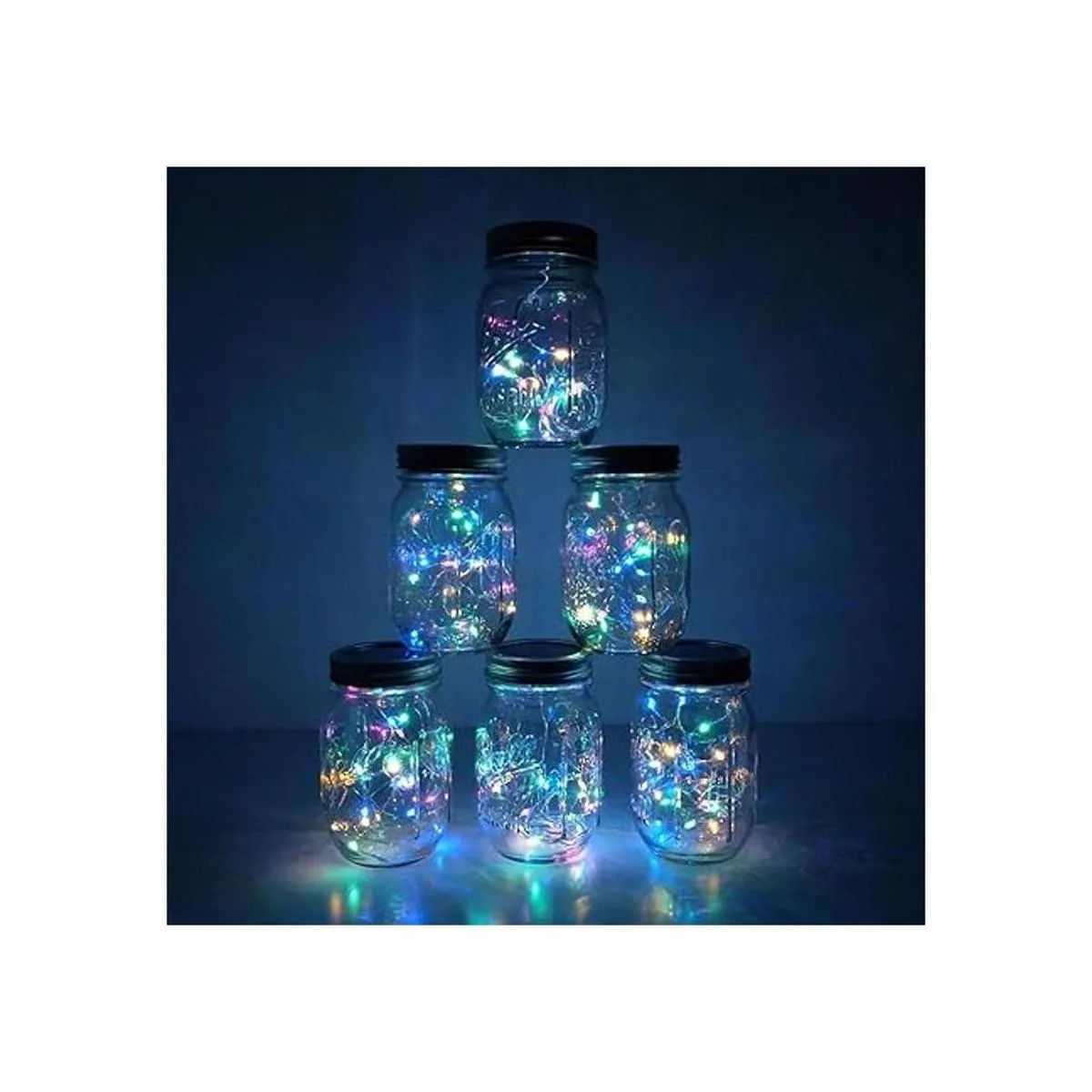 Paquete de 6 luces de tarro Mason de 10 luces LED solares_6