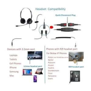 Auriculares de centro de llamadas con conector RJ9 y_4