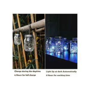 Paquete de 6 luces de tarro Mason de 10 luces LED solares_4