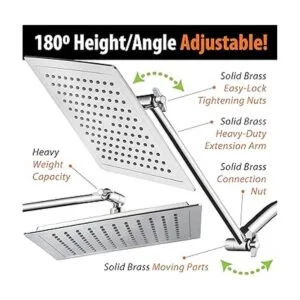 AquaSpa Alcachofa de ducha cuadrada diagonal gigante de 9_7