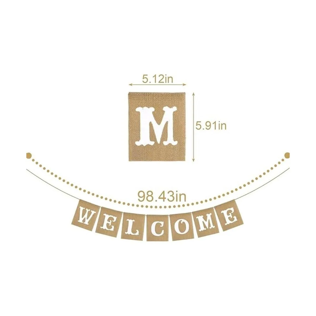 Guirnalda de arpillera rústica de yute vintage para_6