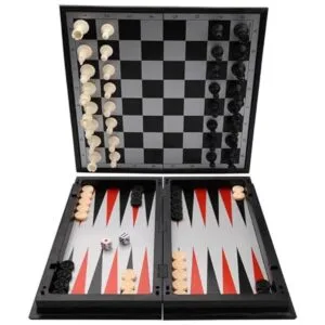 Kaile Set de ajedrez 3 en 1 con damas y backgammon_4