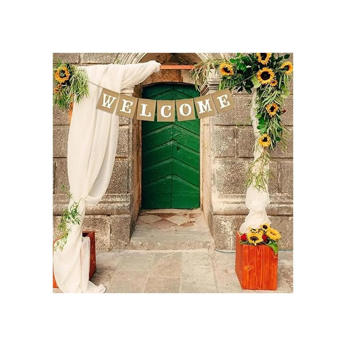 Guirnalda de arpillera rústica de yute vintage para_4