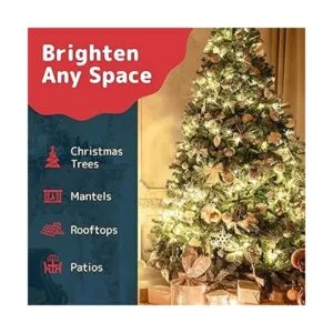 Prextex 100 luces blancas de Navidad con cable blanco_4