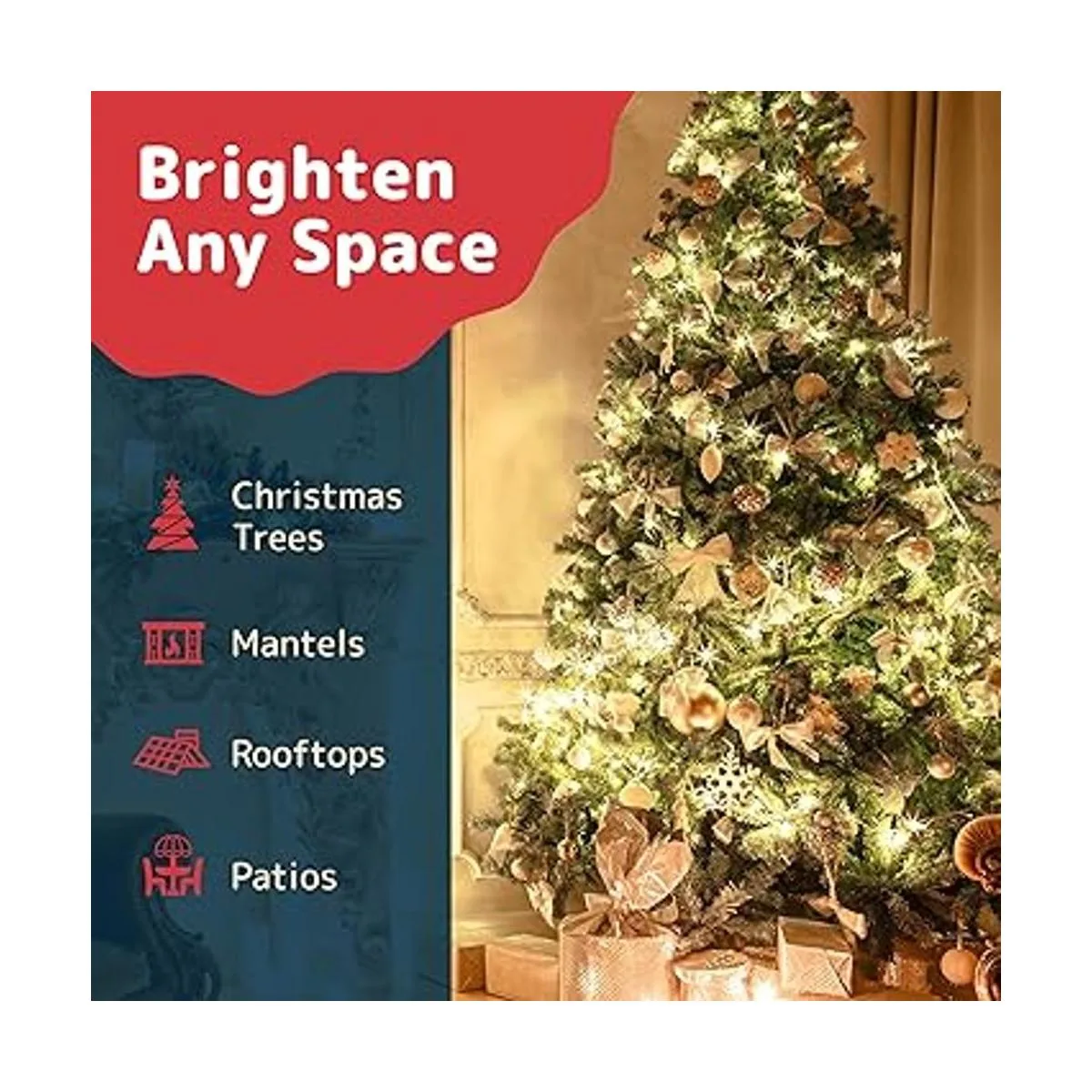 Prextex 100 luces blancas de Navidad con cable blanco_4