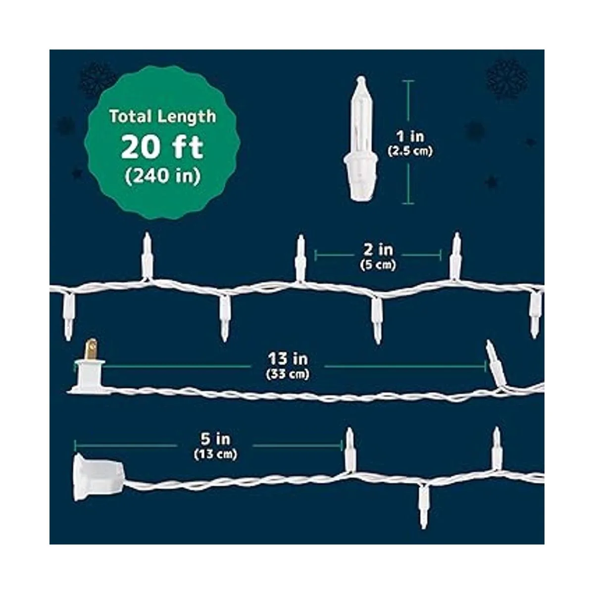 Prextex 100 luces blancas de Navidad con cable blanco_6