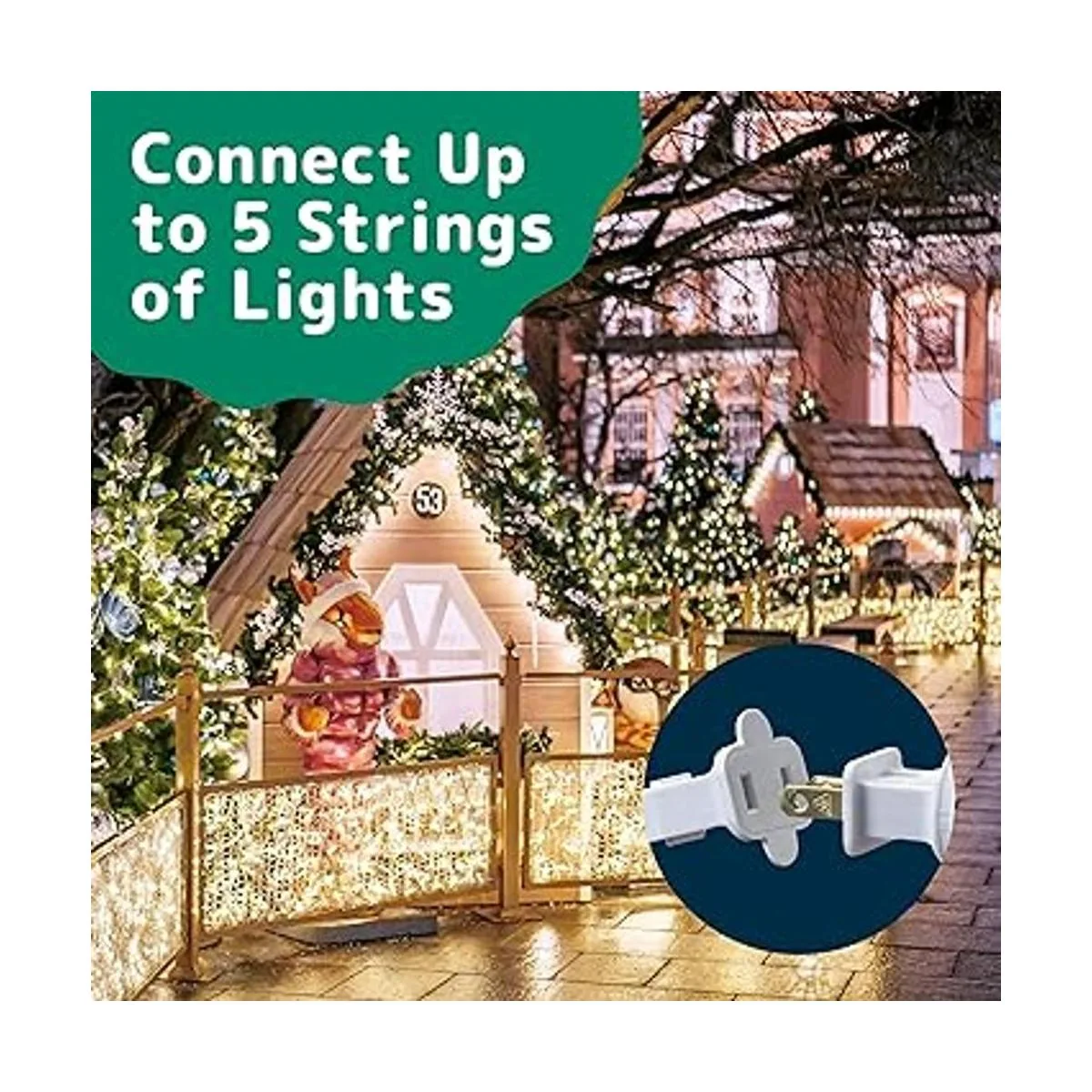 Prextex 100 luces blancas de Navidad con cable blanco_5