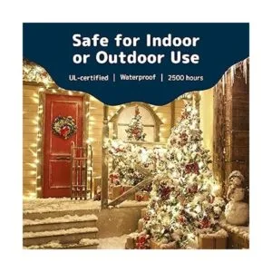 Prextex 100 luces blancas de Navidad con cable blanco_3