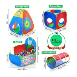 5pc Kids Playhouse Jungle Gym WPop Up Play Tents Túneles_6