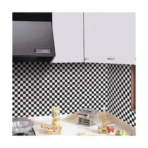 Redodeco Adhesivo Blanco Negro Mosaico Backsplash Azulejos_5
